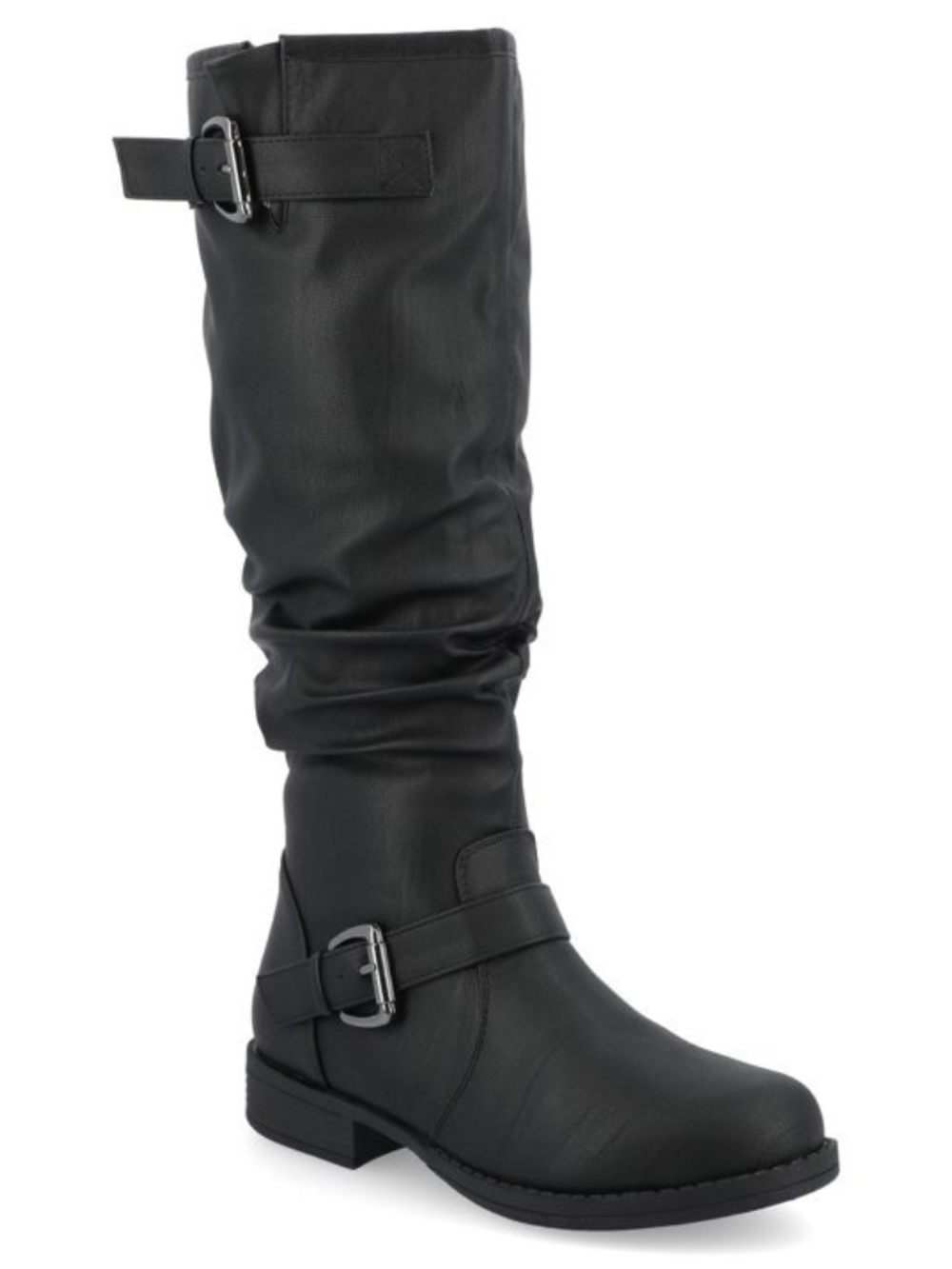Journee Women's Round Toe Stormy Stacked Heel Riding Boots Black NEW